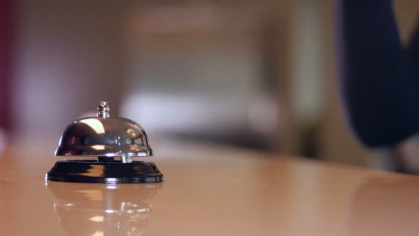 Hotel Reception Bell. Close-up. 4K. - Materiał filmowy, wideo