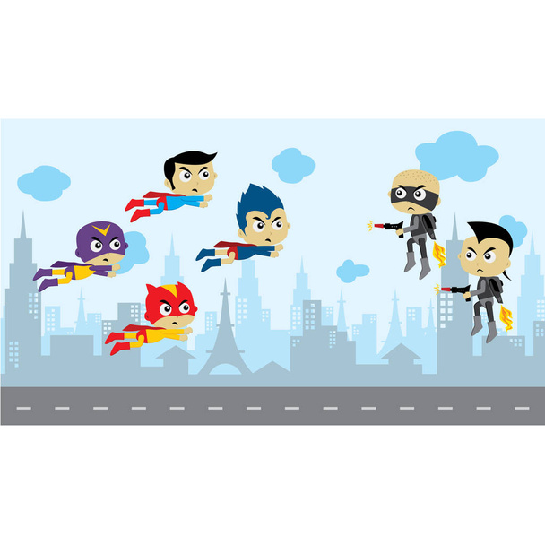 ilustración de superhéroes de dibujos animados
 - Vector, Imagen