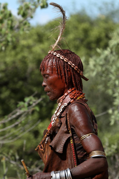 Plemienia Hamar w dolinie Omo w Etiopii - Zdjęcie, obraz