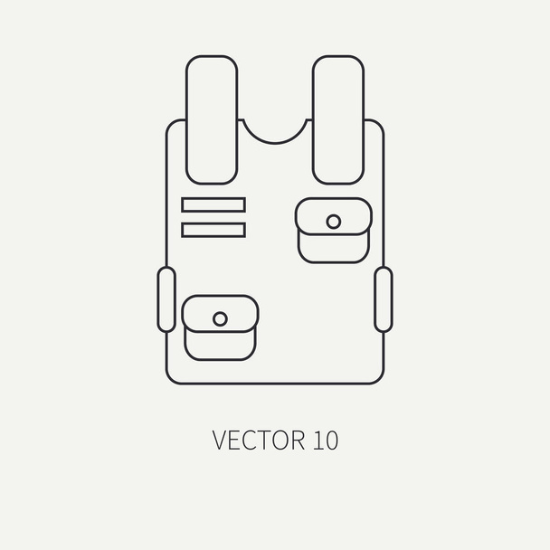 Line flat vector military icon bulletproof vest. Army equipment and weapons. Cartoon style. Army. Assault. Soldiers. Armament. Ammunition. Vector illustration and element for your design and wallpaper - Wektor, obraz