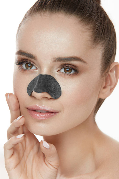 Beautiful Woman With Beauty Face And Skin Care Patch On Nose - Fotó, kép