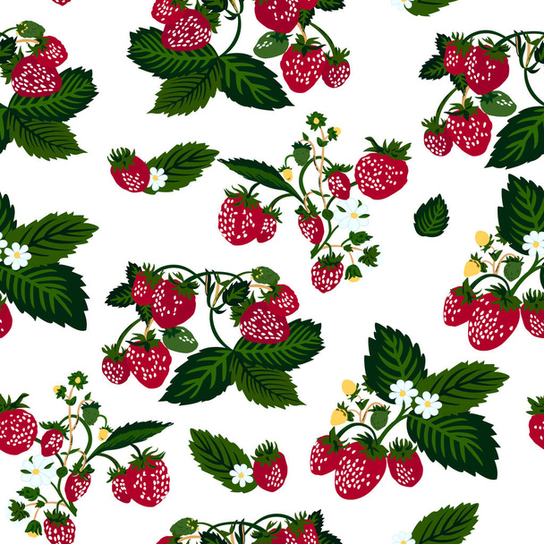 Vector illustration of strawberries seamless pattern. - Vektor, kép