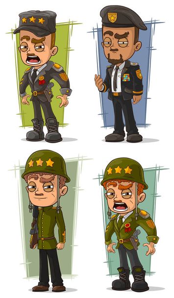 Cartoon-Armee General mit Waffen-Charakter-Vektor-Set - Vektor, Bild