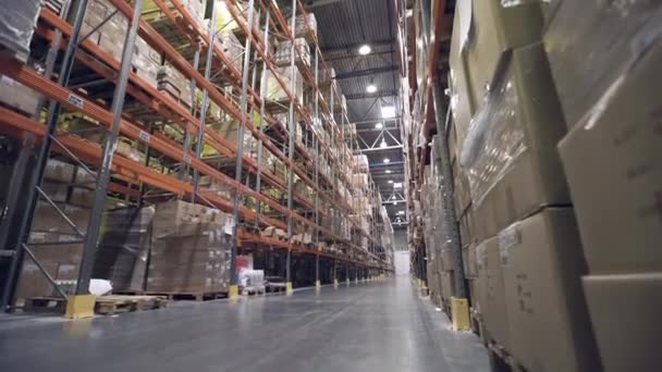 Interior del almacén con bastidores llenos de cajas de cartón
 - Imágenes, Vídeo