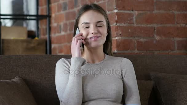 Female Designer Talking on Smartphone, Phone Call - Кадры, видео