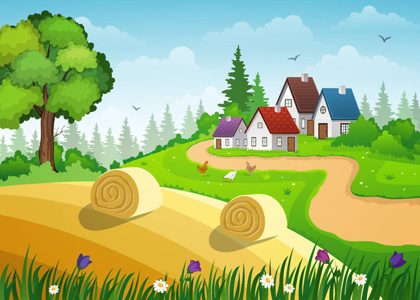 Farm and fields - Vector, Image