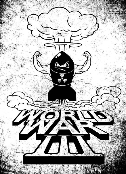 Kreslený atomovou bombu a atomové houby cloudd, kreslení stylu. Vec - Vektor, obrázek