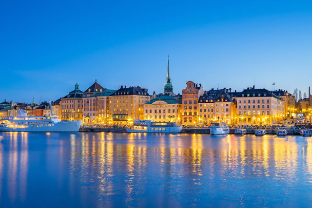 Gamla Stan's nachts in de stad van Stockholm, Zweden - Foto, afbeelding