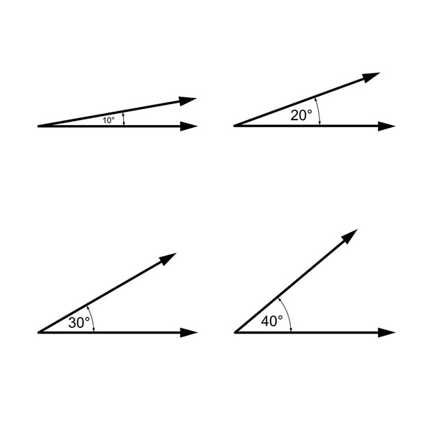 Angles en degrés, symboles de signes mathématiques de géométrie
 - Vecteur, image