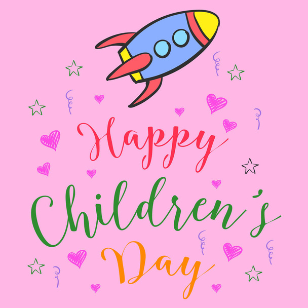 Colorful childrens day doodle style - Vetor, Imagem