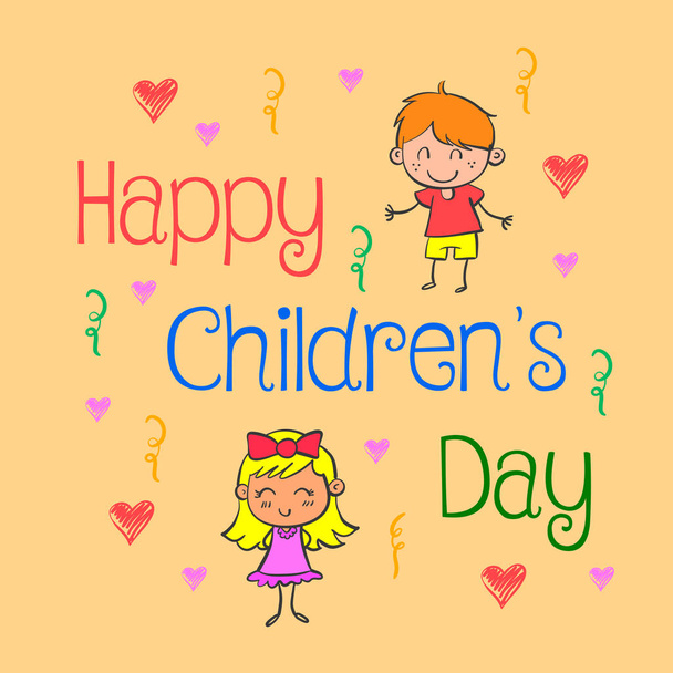 Background childrens day doodle style - Vektor, kép