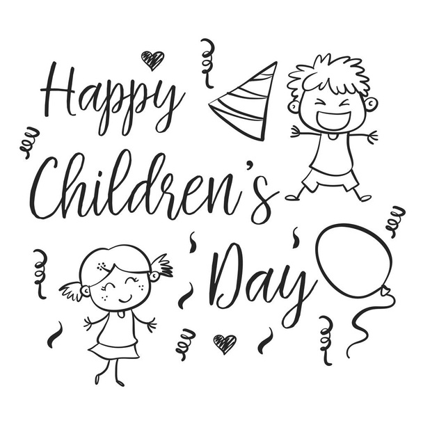 Happy childrens day with kid character - Vektor, kép