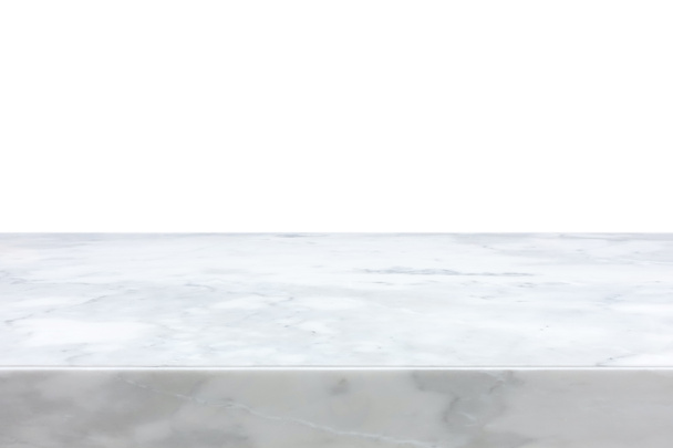 Bílý mramor kámen stůl top izolované na bílém pozadí - Fotografie, Obrázek