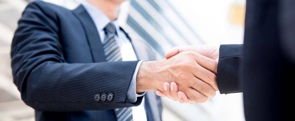 Businessman making handshake with a businesswoman - Photo, Image