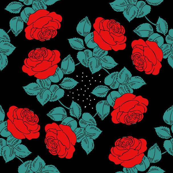 Rose pattern on dark - Vector, afbeelding