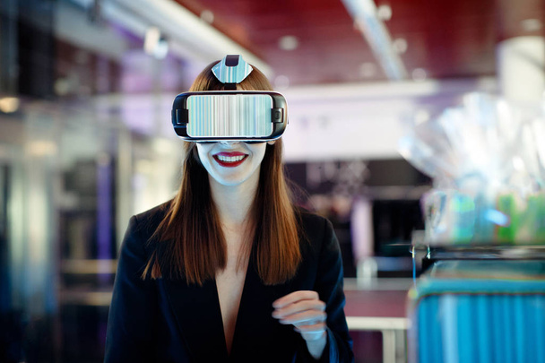 Female wearing virtual reality glasses - Photo, Image