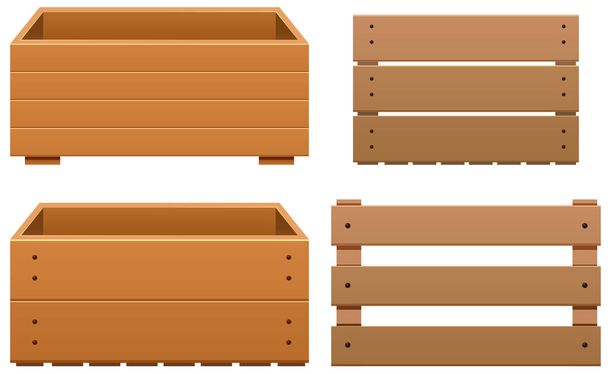 Verschillende ontwerpen van houten doos - Vector, afbeelding