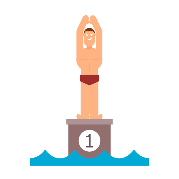 abstrakte Figur eines Mannes, der sich anschickt, ins Wasser zu springen. athle - Vektor, Bild