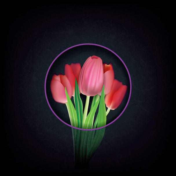 チューリップと花の抽象的な背景 - ベクター画像