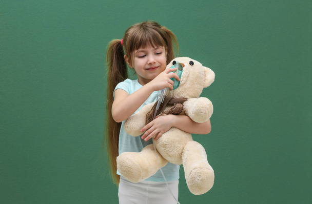 little girl with nebulizer - Photo, image