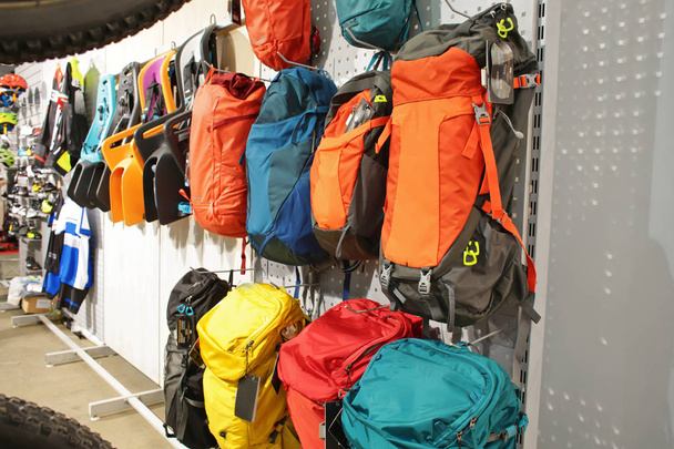 Backpacks on bicycle exhibition  - 写真・画像