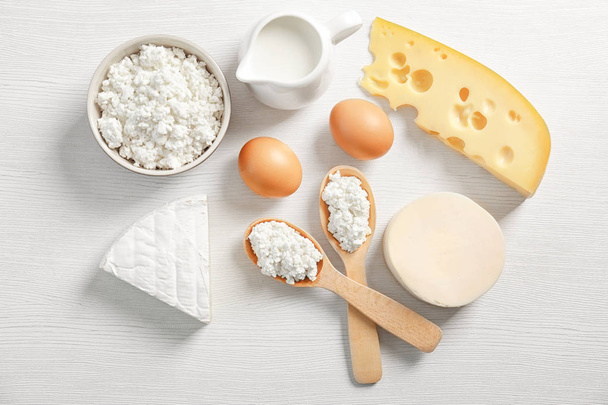 Dairy products on table - Фото, зображення