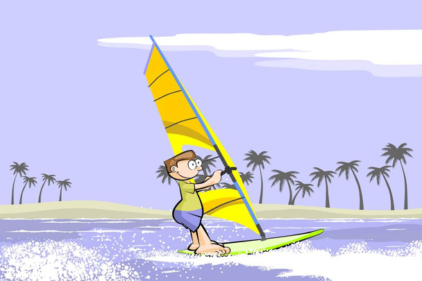 Windsurf estate cartone animato
 - Vettoriali, immagini