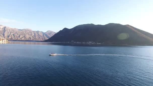 Speed Dinghy at high speed sailing on the sea. Kotor Bay in Mont - Footage, Video