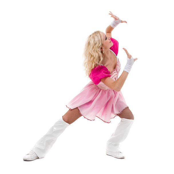 Disco dancer showing some movements against isolated white - Fotó, kép
