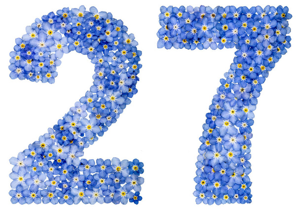 Arabská číslice 27, dvacet sedm, od pomněnkově modré květy - Fotografie, Obrázek