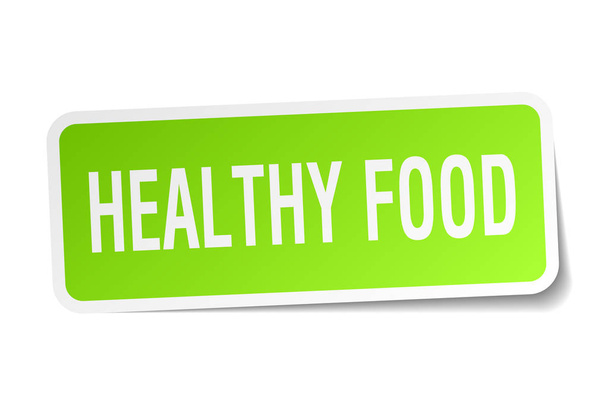 healthy food square sticker on white - Vector, Image