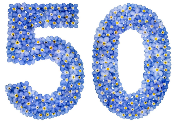 Arabic numeral 50, fifty, from blue forget-me-not flowers - Photo, Image