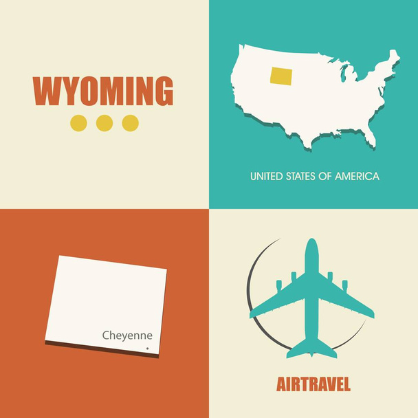Płaską mapę Wyoming - Wektor, obraz
