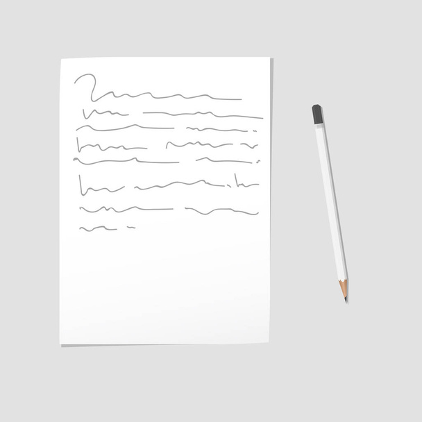 Carta escrita a lápiz sobre papel blanco
. - Vector, Imagen