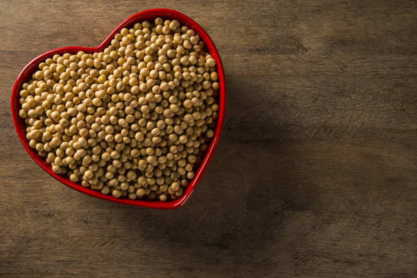 Soy beans inside a heart pot - Foto, Imagem