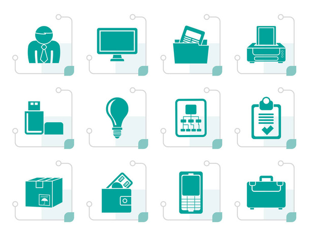 Flat Business and office equipment icons  - Wektor, obraz