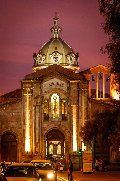 Night view of San Blas cathedral in Cuenca - Photo, Image