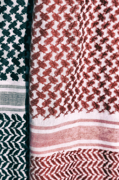 the texture of   cotton traditional symbolic  arabian  scarf  - Photo, Image
