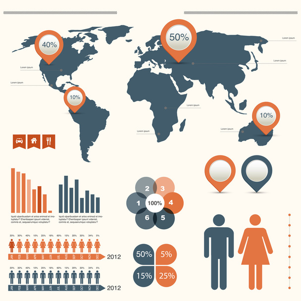Infographics set with world map - Foto, imagen
