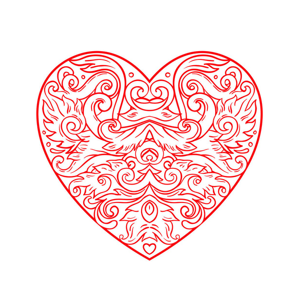 Corazón de estilo balinés ornamental. Vector día de San Valentín adornado
  - Vector, Imagen