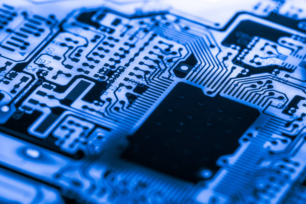  Close up of Electronic Circuits in Technology on Mainboard computer background  (logic board,cpu motherboard,Main board,system board,mobo) - Fotó, kép