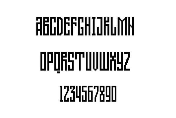 ベクトルのアルファベット。幾何学的なグロテスク。独自のカスタム文字。デザインおよび印刷用手レタリング - ベクター画像