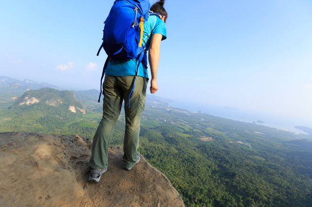 Young woman hiker enjoying view - Fotó, kép
