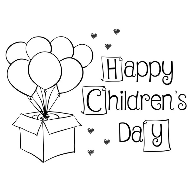Children day with balloon children day background - Vetor, Imagem