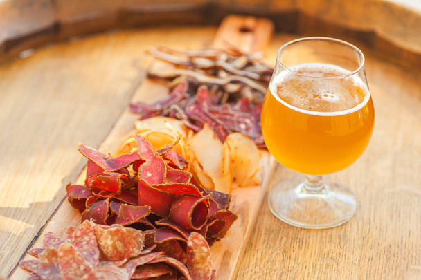 Pale ale and jerky - Photo, image