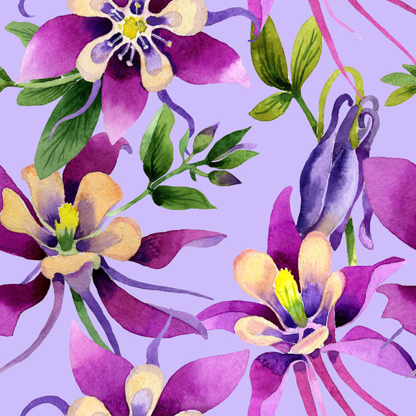 Wildflower orchid flower pattern in a watercolor style isolated. - Foto, Imagem