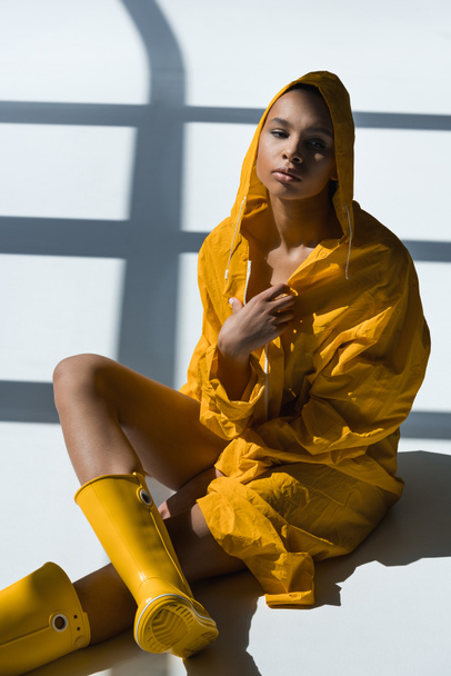 african american woman in raincoat - Foto, Imagen