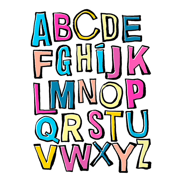 Afiche del alfabeto, pincel seco tinta artística moderna caligrafía imprimir
 - Vector, Imagen