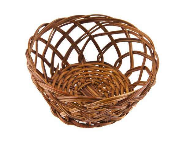 wicker basket isolated on white background closeup - Photo, Image