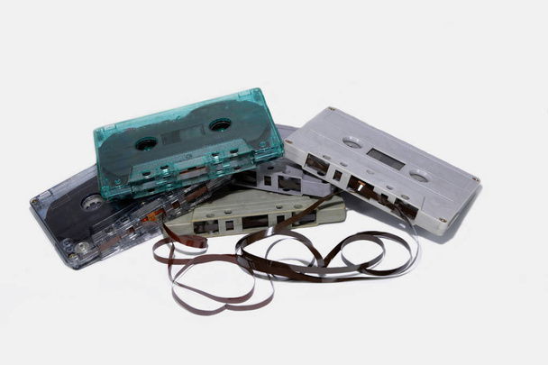 Five cassettes isolated - Φωτογραφία, εικόνα